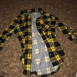 yellow and black flannel